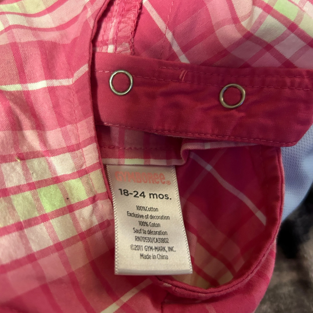 Gymboree Baby Pink Plaid Ruffle Dress 18-24M Flower Accent - Picture 4 of 7